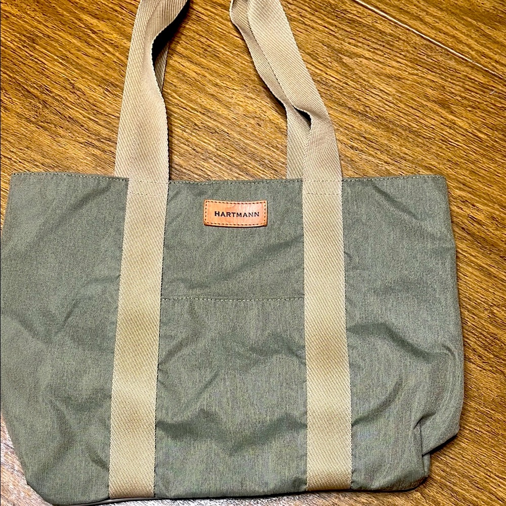 Hartmann Green and Tan Tote Bag